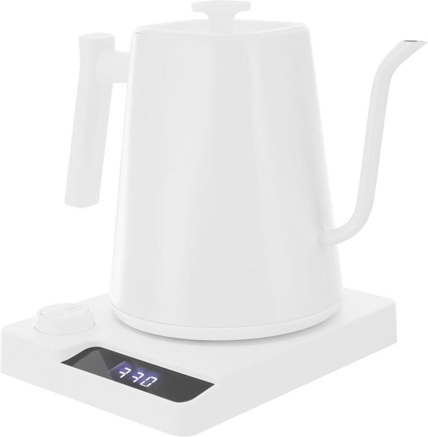 Elektrische waterkoker Zwanenhalsketel Koffieketel Koffie en Thee Zetten Instelbare Temperatuur 1 liter Wit