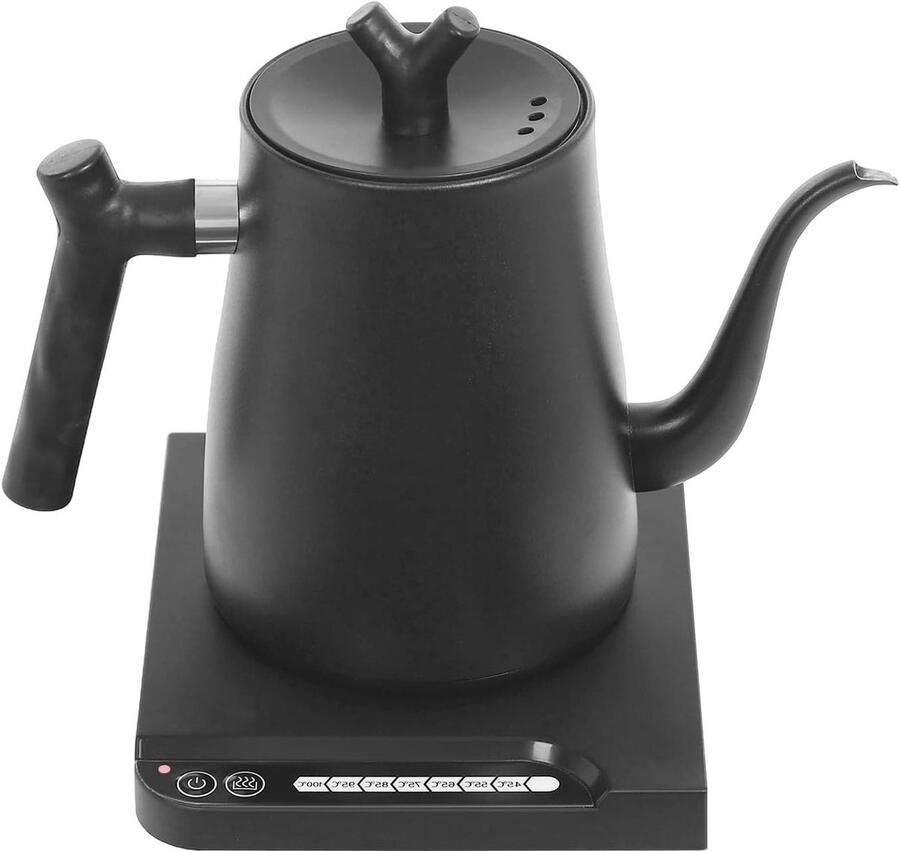 Elektrische waterkoker Zwanenhalsketel Waterketel Koffie Thee Zetten 7 Instelbare Temperaturen 1 Liter Zwart