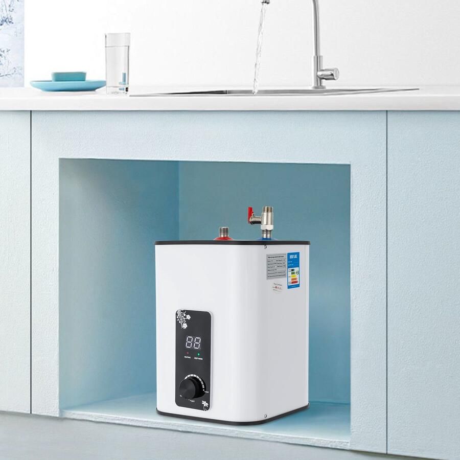 Elektrische Waterverwarmer 1500 W 8L Capaciteit ABS En Roestvrij Staal Wit Voor Keuken En Badkamer