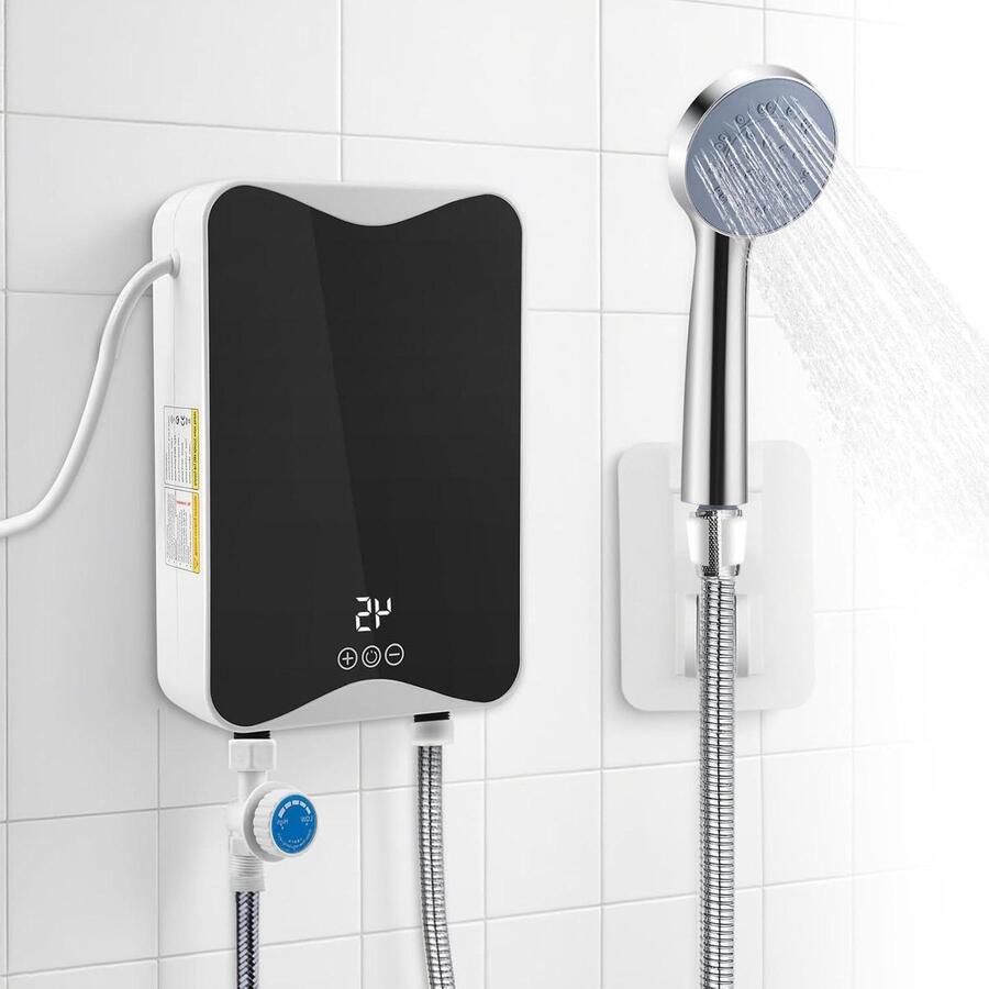Elektrische Waterverwarmer Mini Boiler Direct Warm Water LED Temperatuur Display 5500 Watt Zwart
