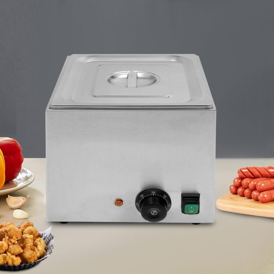 Elektrische Worstverwarmer 10L 1300W Vermogen RVS Materiaal Zilver Kleur Voor Horeca En Buffet