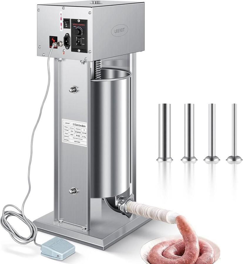 Elektrische Worstvulmachine 15L RVS met Voetpedaal