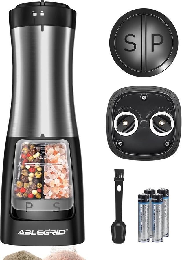 Elektrische Zout- en Pepermolen 2-in-1 met Instelbare Grofheid Eenvoudige Bediening