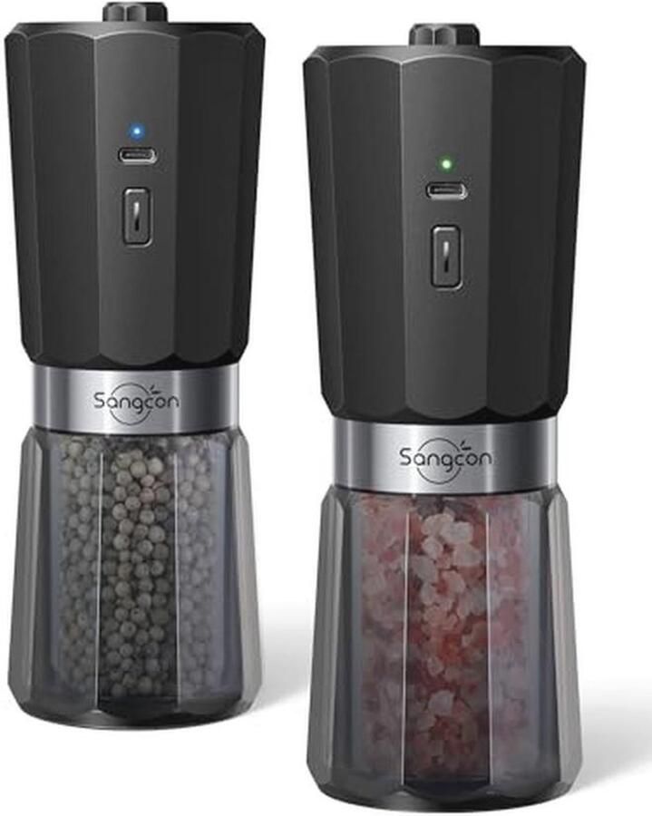Elektrische zout- en pepermolen met 2 snelheden en 5 niveaus van grofheid