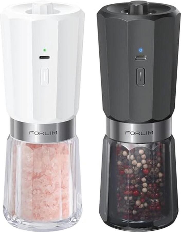 Elektrische zout- en pepermolen met 2 snelheden en zwaartekrachtsensor Set van 2