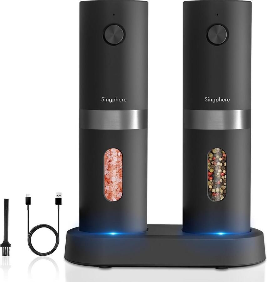 Elektrische Zout- en Pepermolen met Oplaadbare Basis en LED-verlichting