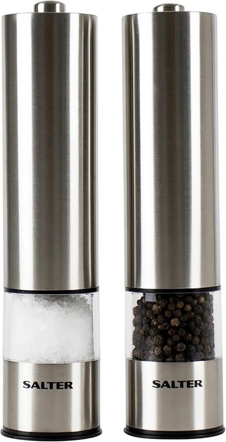 Elektrische Zout- en Pepermolen RVS Eénknopsbediening & Instelbare Maalgraad
