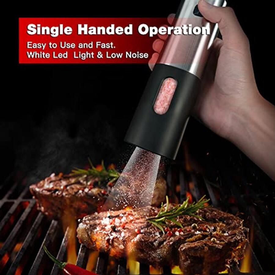 Elektrische zout- en pepermolen set met opslagbasis Roestvrij staal Automatische bediening 2 stuks