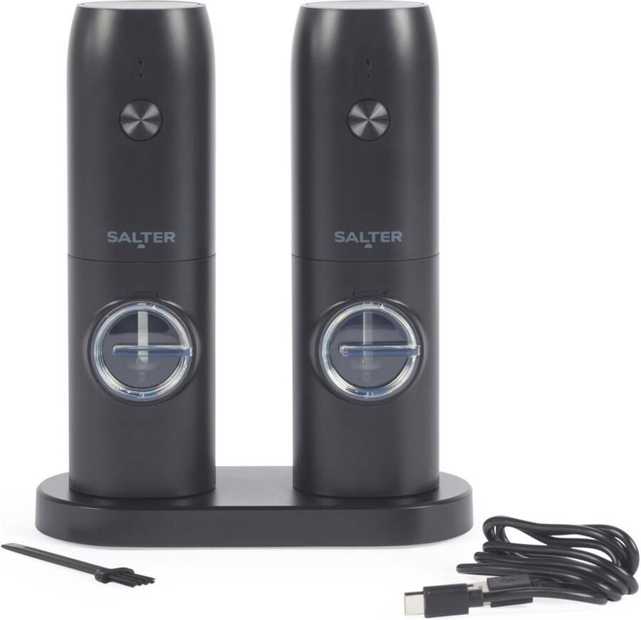 Elektrische Zout- en Pepermolen Set Oplaadbaar met Instelbare Maalgraad en Verlichte Basis