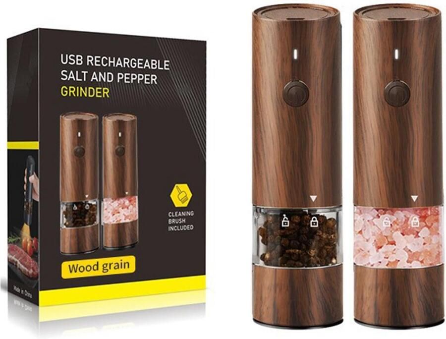 Elektrische Zout- en Pepermolen Set Oplaadbaar met LED Verlichting en Instelbare Maalgraad
