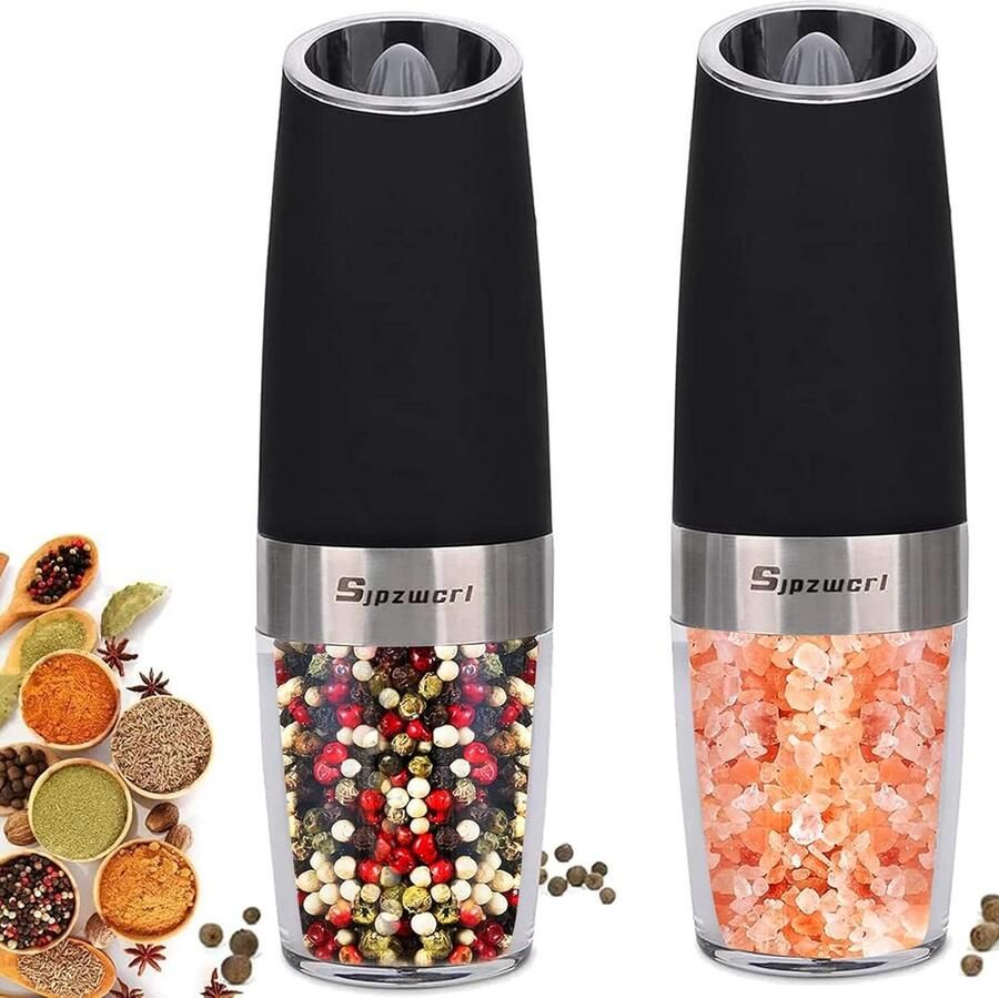 Elektrische Zout- en Pepermolen Set Zwaartekracht Geactiveerd met Verstelbare Maalgraad