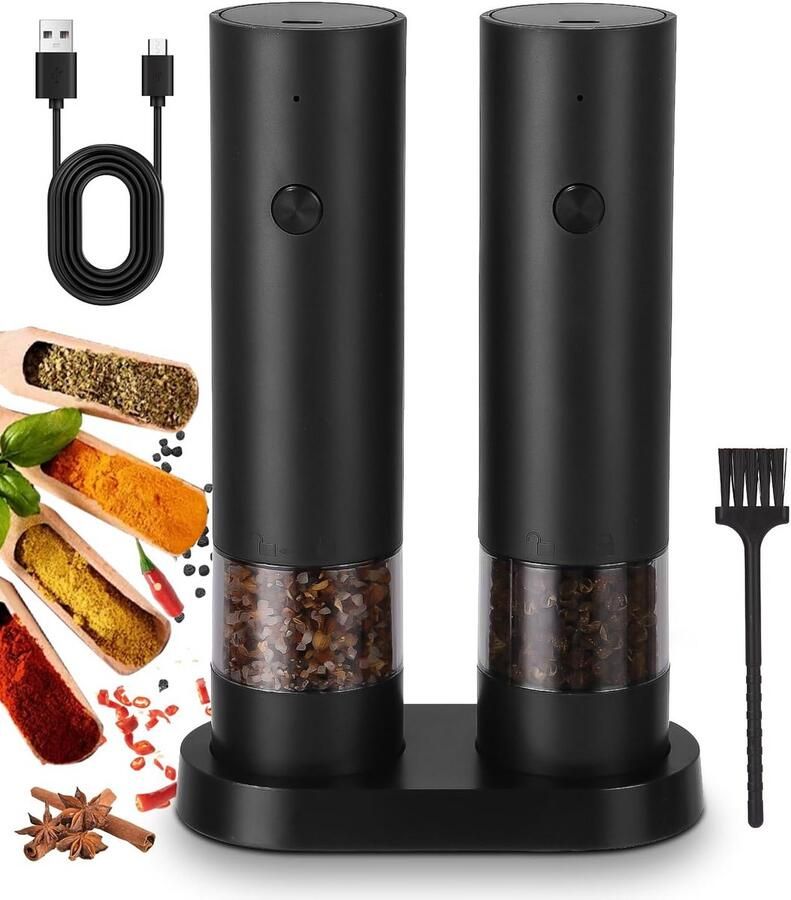 Elektrische Zout- en Pepermolenset (2 stuks) Automatisch Met Instelbare Maalgraad