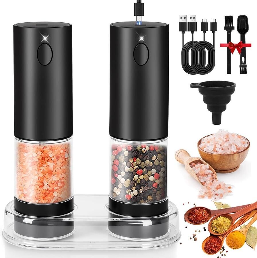 Elektrische Zout- en Pepermolenset Oplaadbaar met LED-Verlichting
