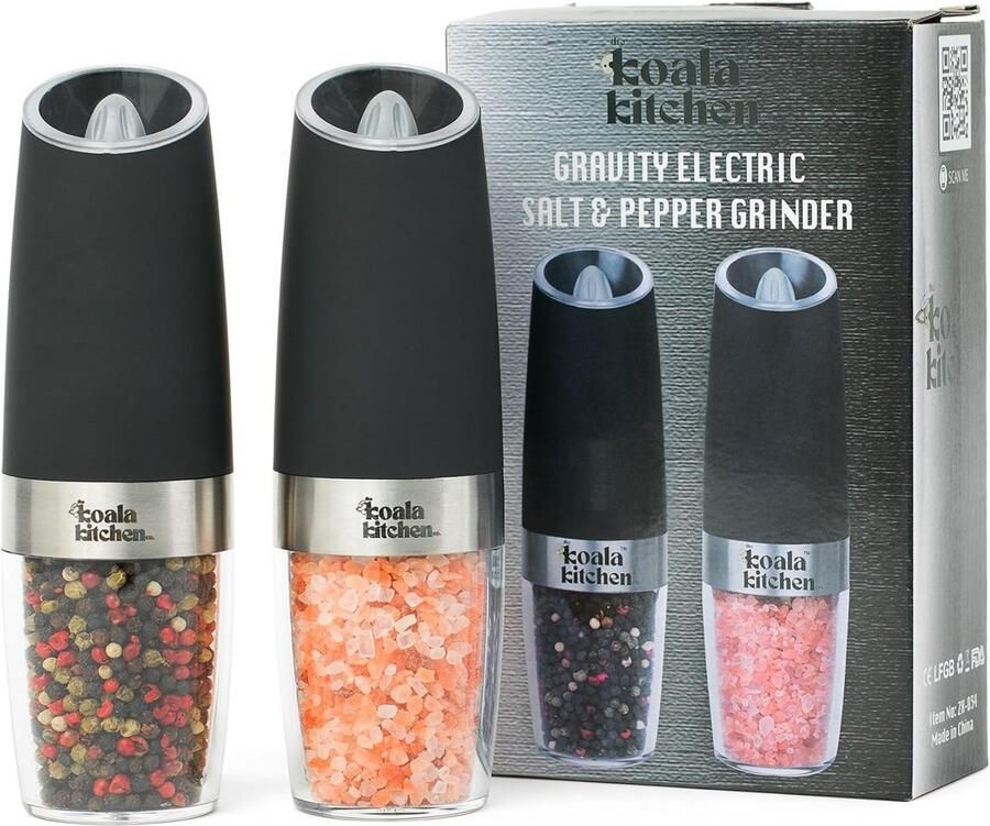 Elektrische Zout- en Pepermolenset Set van 2 Automatisch met LED-licht en Instelbare Grofheid