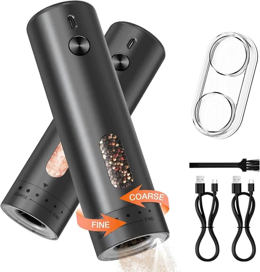 Elektrische Zoutvaatje en Pepermolen Set USB Oplaadbaar met LED Licht