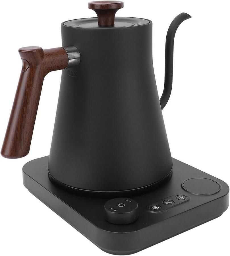 Elektrische Zwanenhalsketel Waterkoker Overgieten Koffie en Thee Zetten Precisie Temperatuurregeling 1.2 Liter Zwart
