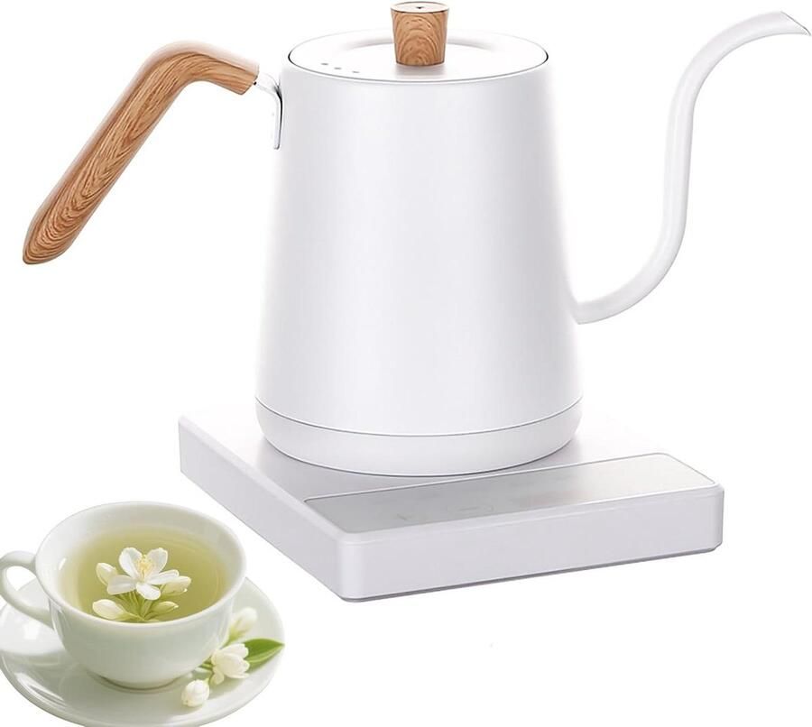 Elektrische Zwanenhalsketel Waterkoker Theepot Koffie en Thee Zetten Constante Temperatuur Controle 1 Liter Wit