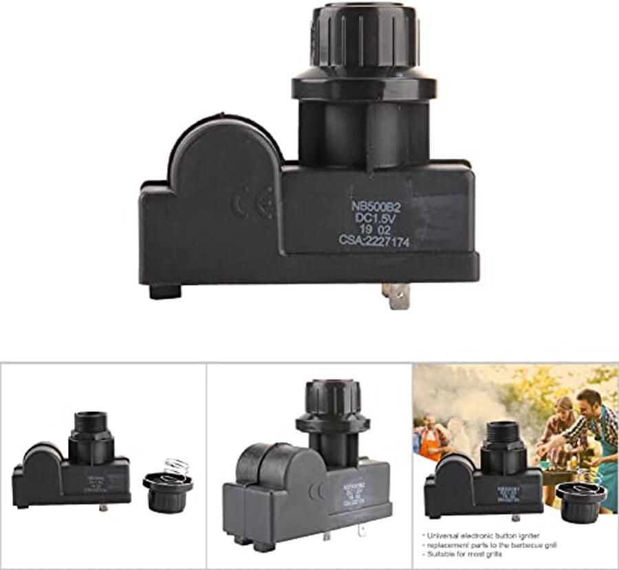 Elektronische vonkengenerator hoogfrequente BBQ-grill-ontstekingsset drukknop-pulsontsteking voor grill elektrische oven pulsontsteking voor Charbroil-grill vervangende onderdelen (2 uitgangen)