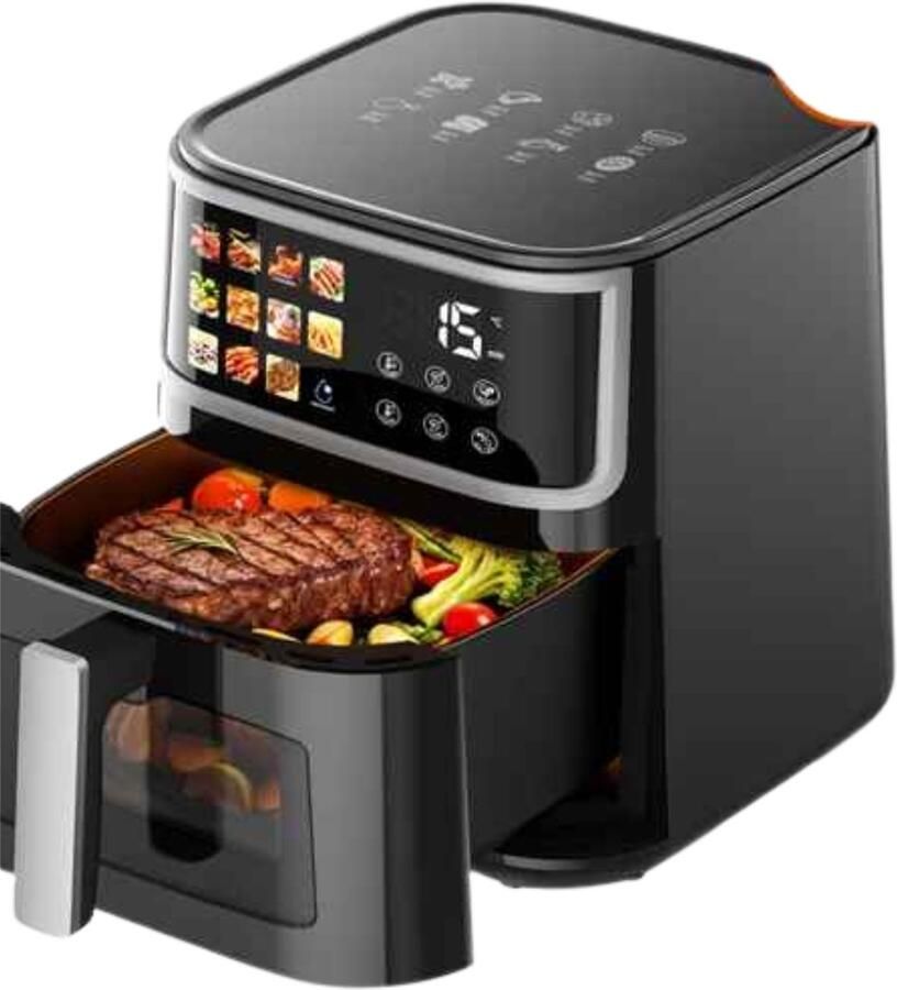 ElevateCommerce XXL Airfryer 8L 1700W Heteluchtfriteuse met Touchscreen 11 Automatische Programma s 200°C Anti-Aanbak Mand & Timer – Zwart