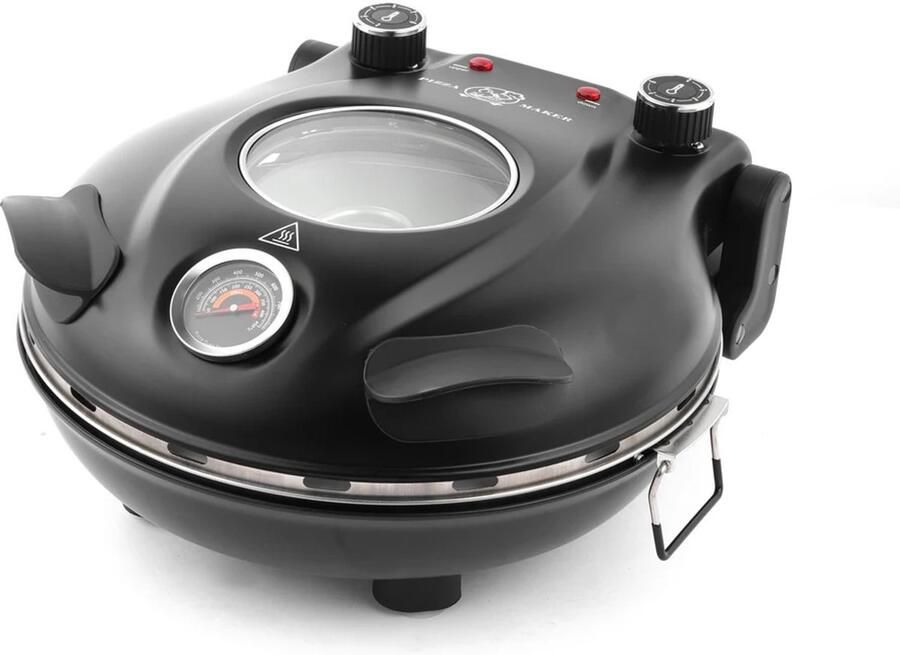 ELVENTO Elektrische Pizza oven Pizzamaker Pizzaoven Pizza maker 420°C Kijkvenster Antislipvoeten 5 temperatuurniveaus