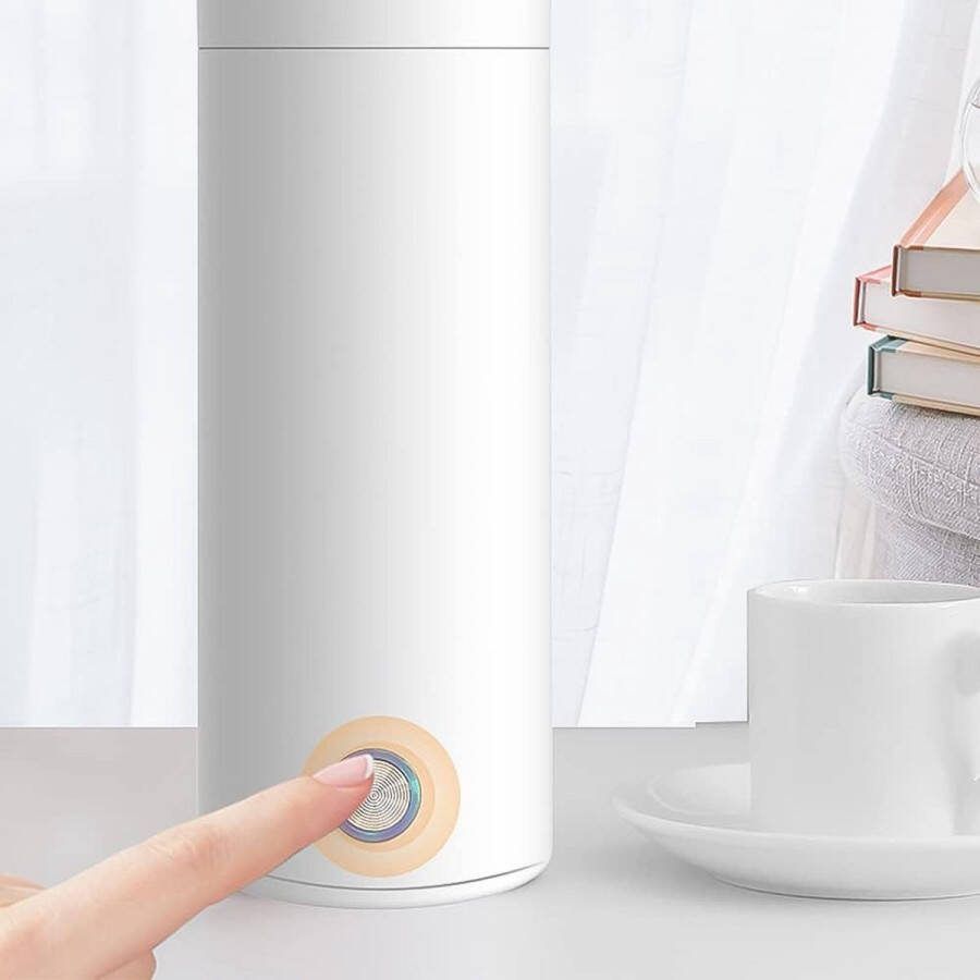 Elysium Draagbare Waterkoker Reiswaterkoker- Mini Waterkoker Wit 3 in 1 Mini Thermoskan Roestvrij Staal