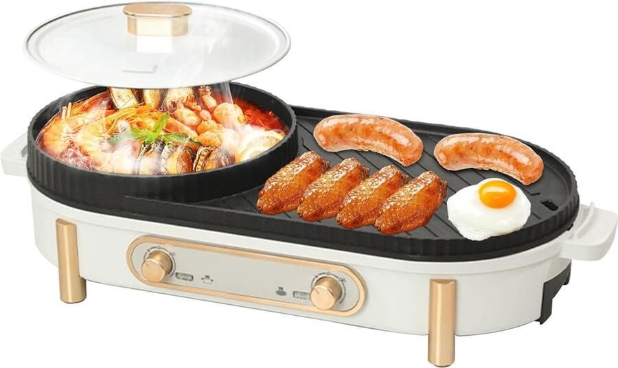 Elzusha 2-in-1 Elektrische Grill en Hot Pot 1700W voor 3-6 Personen