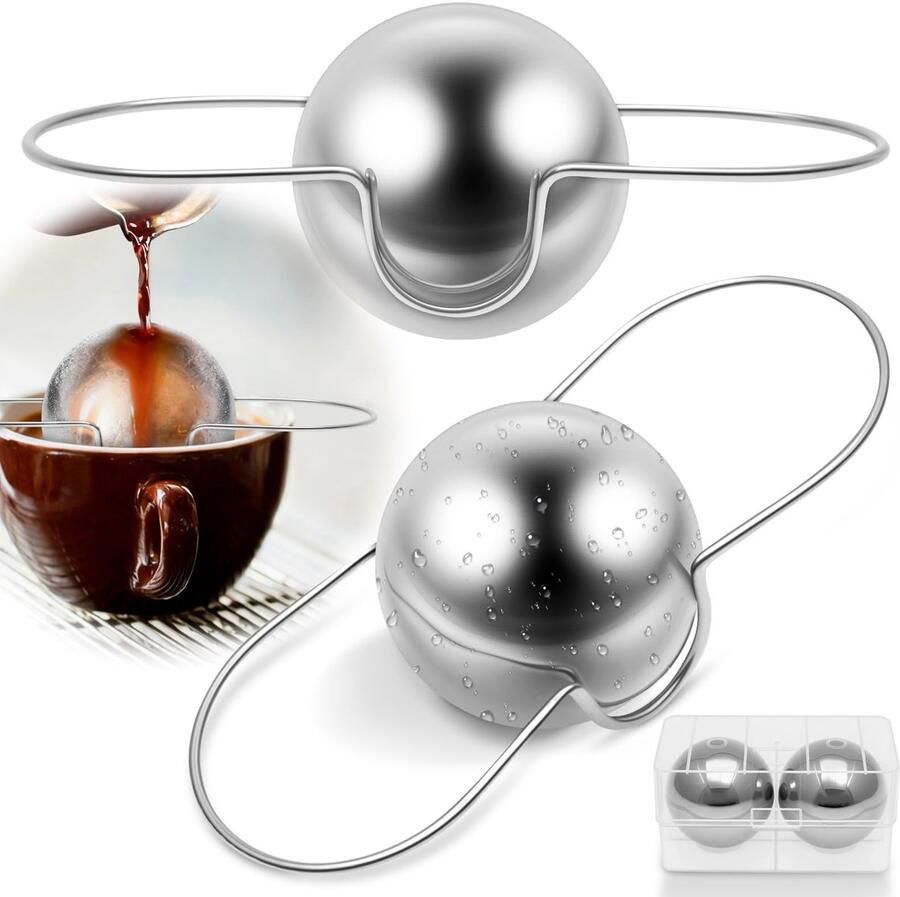 Elzusha 2 Stuks RVS Espresso Koelballen met Standaard Snelkoeling