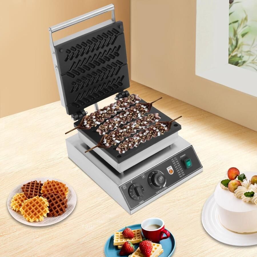 Elzusha Commercieel Wafelijzer met Antiaanbaklaag voor 4 Wafels