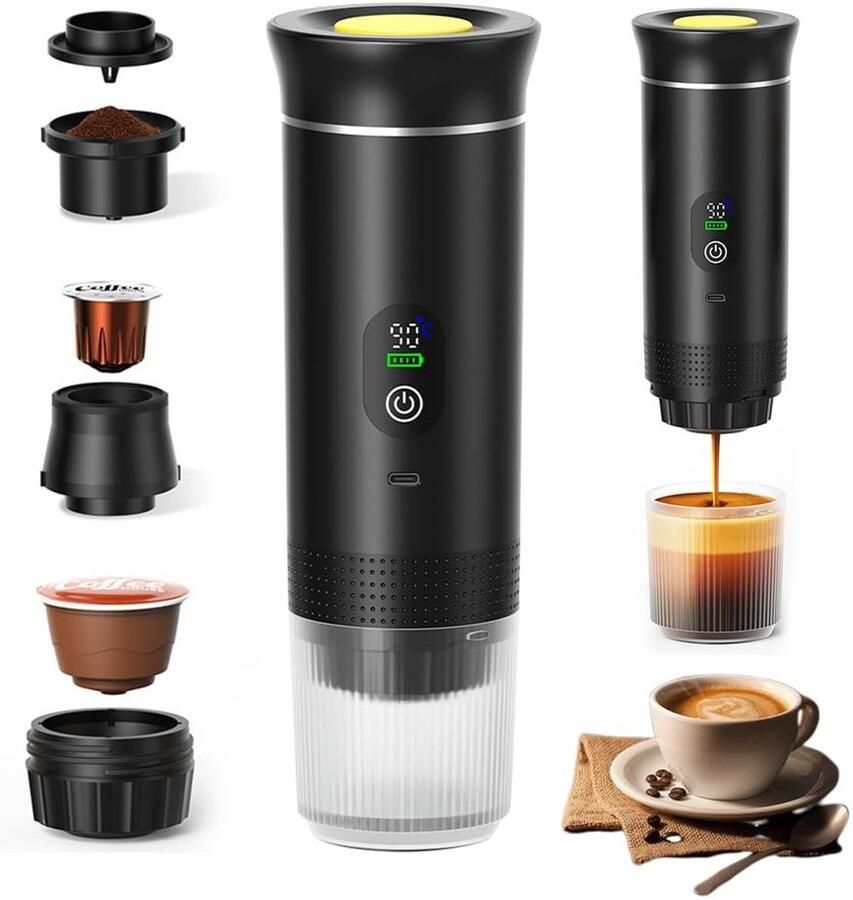 Elzusha Draagbare Espressomachine 3-in-1 20 Bar met USB-C Zwart