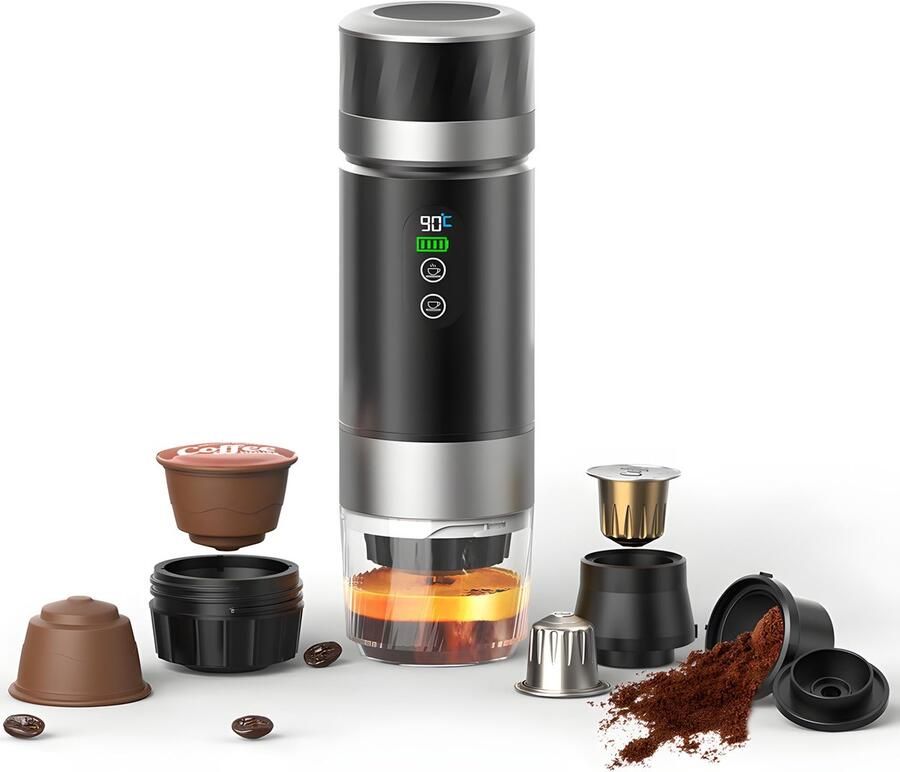 Elzusha Draagbare Koffiemachine met Batterij voor Camping en Reizen
