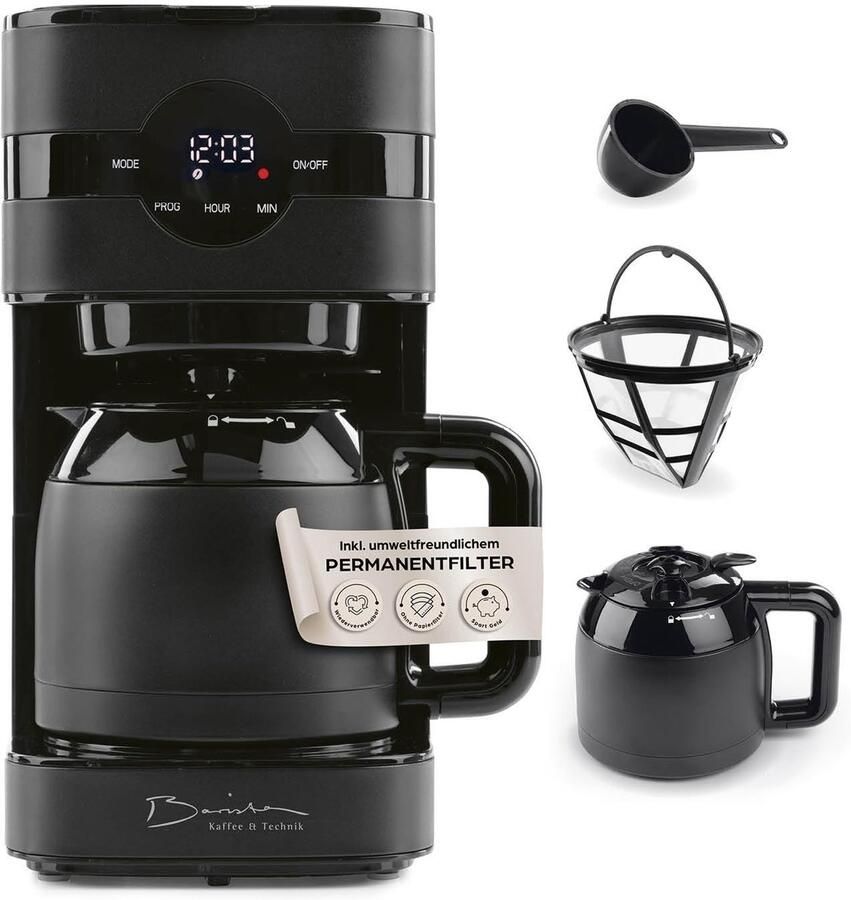 Elzusha Drip Koffiezetapparaat met Thermoskan Timer en Permanent Filter