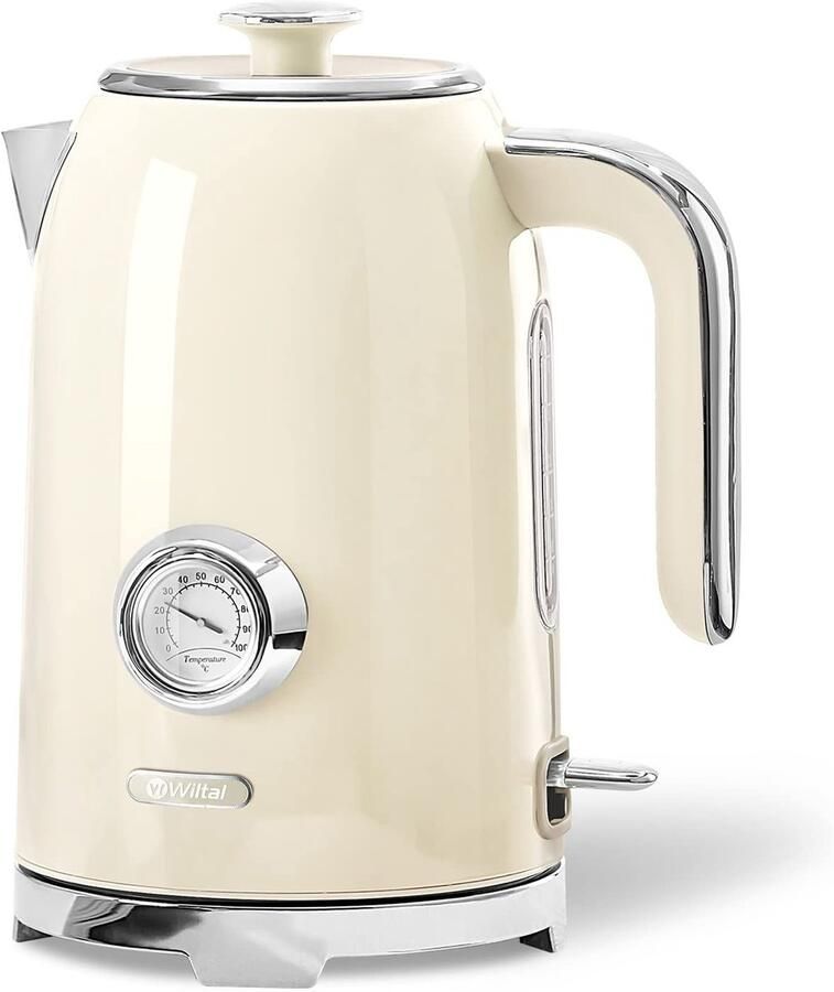 Elzusha Elektrische Waterkoker 1.7L 2200W RVS Retro Crème