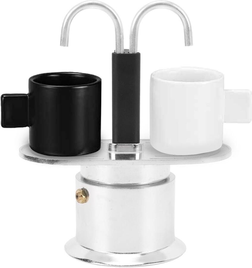 Elzusha Italiaanse Espressomachine 100ml met Dubbele Uitloop Zilver