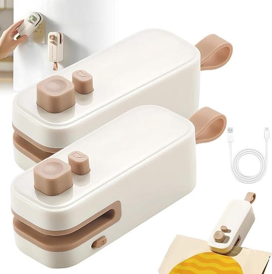 Elzusha Mini Bag Sealer met Snijfunctie en Magnetische Bevestiging