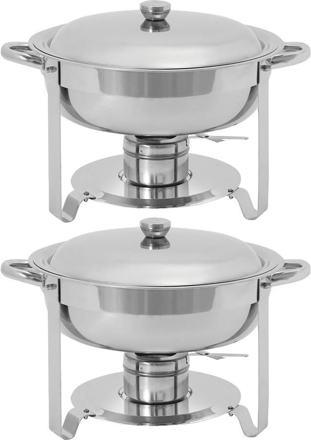 Elzusha RVS Buffet Cooker Set van 2 Grote Capaciteit en Makkelijk Schoon te Maken