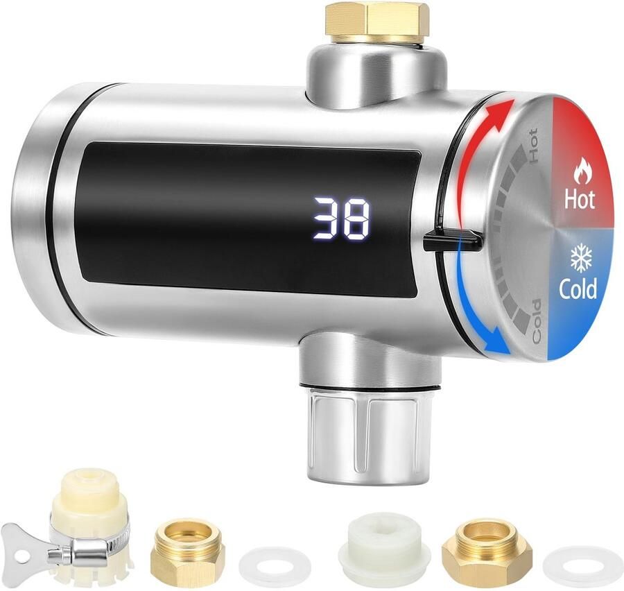 Elzusha RVS Doorstroom Waterheater 3000W met LED Temperatuurdisplay