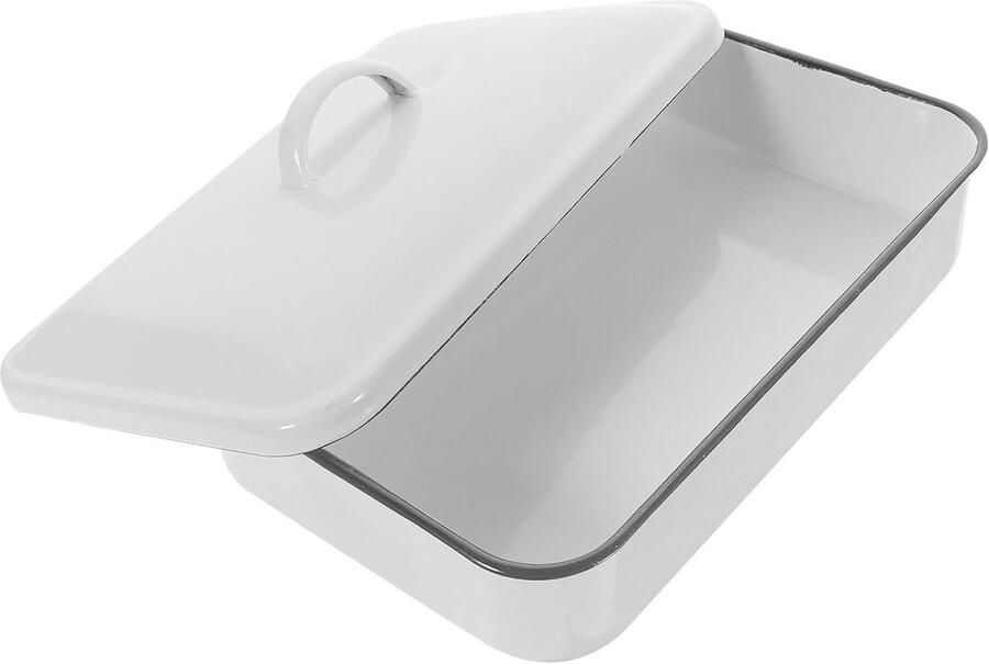 Emaille Bakvorm Ovenschaal Broodbakvorm Bakken Grillen Hittebestendig Antiaanbaklaag 31x21x7.5cm Wit