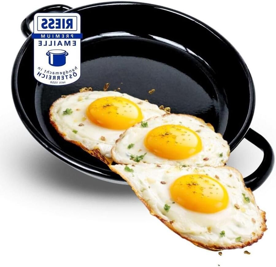 Emaille Eierpan Serveerschaal Spiegelei Kleine Gerechten Bereiden Snij- en Krasbestendig 22 cm Zwart