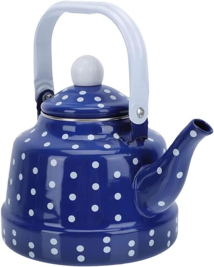 Emaille Ketel Theeketel Waterkoker Water Koken Koel Handvat 1.1 Liter Gespikkeld