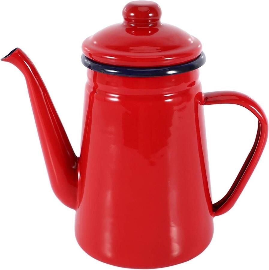 Emaille Koffie Waterkoker Theeketel Fornuis Koffie en Thee Inductie Gasfornuis Universeel 1.1 Liter Rood
