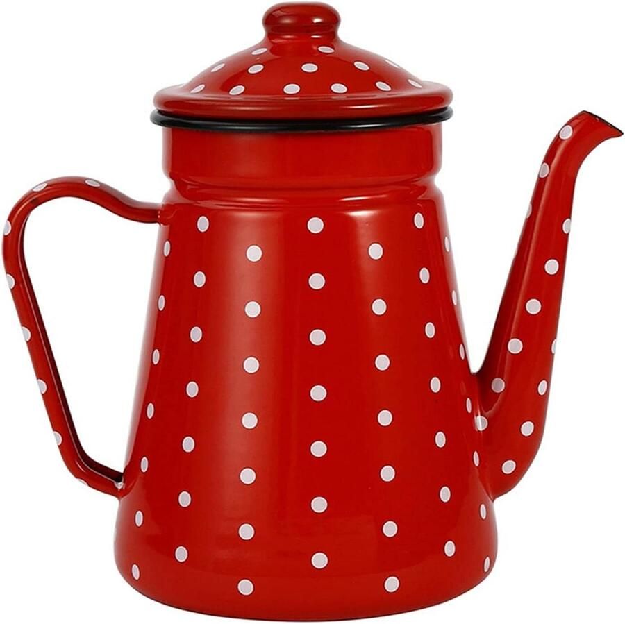 Emaille Koffiekan Theepot Dranken Verwarmen Geschikt voor Kookplaten 12 Liter Rood