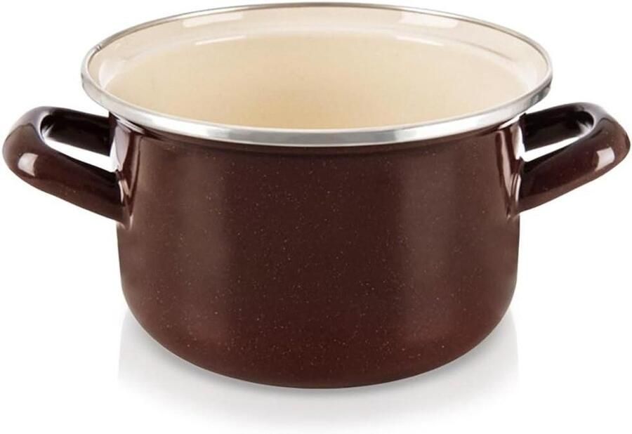 Emaille Kookpan Praktische Pan Gezond Koken Vaatwasbestendig 14 Liter Bruin