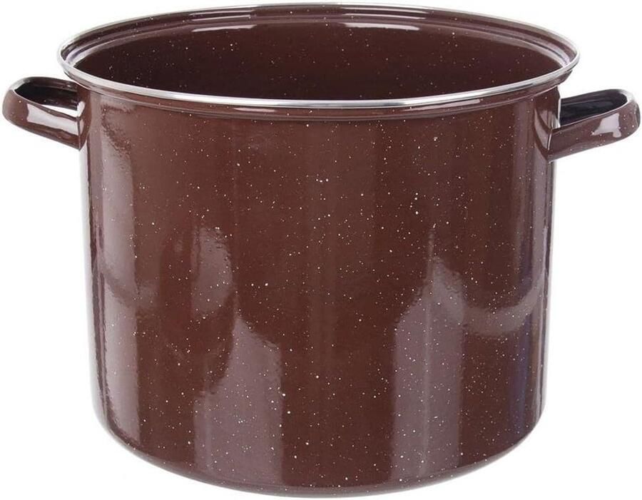Emaille Kookpan Soeppan Gietijzer Grote Hoeveelheden Koken Vaatwasmachinebestendig diameter 32 cm bruin