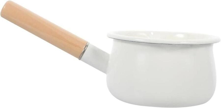 Emaille Melkpan Koffie warmer Koken en verwarmen Snelle warmtegeleiding 30 cm Wit
