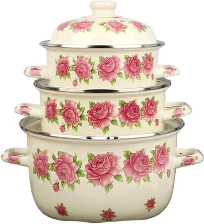 Emaille Melkpan Soeppot Thuis Koken Gelijkmatige Warmte 22CM Wit