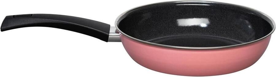 Emaille pan Koekenpan diep Klassiek bakken Extra sterke bodem Ø 24 cm Roze