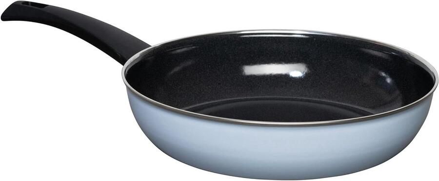 Emaille pan Koekenpan Koken op inductie Snelle warmtegeleiding 28 cm Lichtblauw
