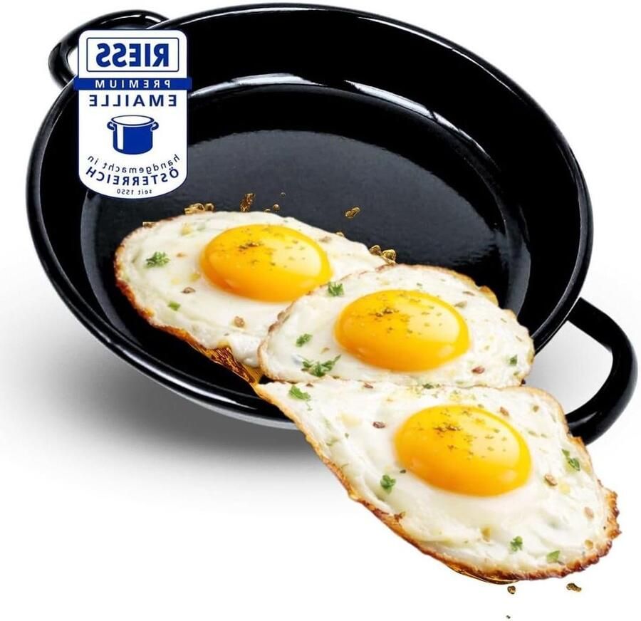 Emaille Eierpan Serveerschaal Spiegelei Kleine Gerechten Bereiden Snij- en Krasbestendig 22 cm Zwart