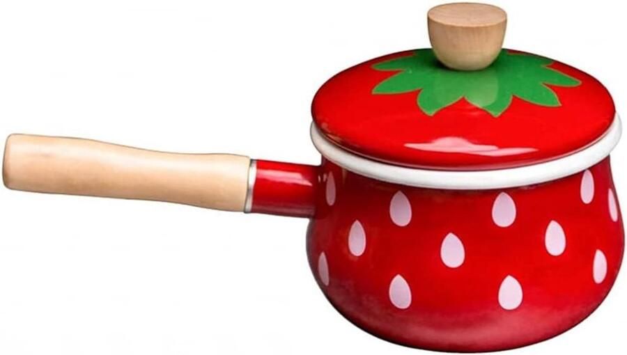 Emaille Pastapot Steelpan Melkkan Koken en Verwarmen Aardbei Handvat 1.5 en 2.2 Liter Wit