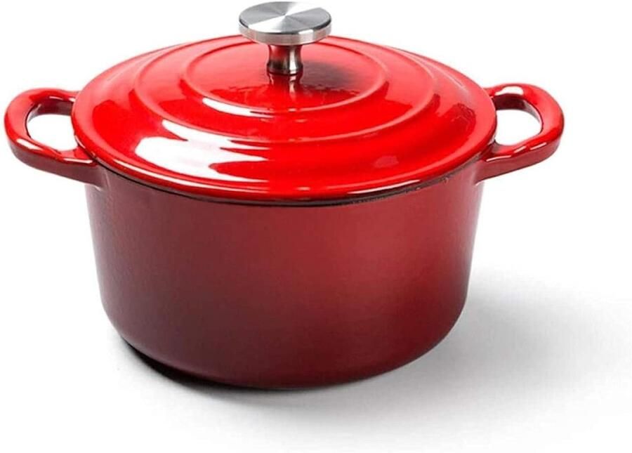 Emaille Soeppan Braadpan Kookpan Langzaam Koken Regendruppel Effect Deksel 12 L Rood